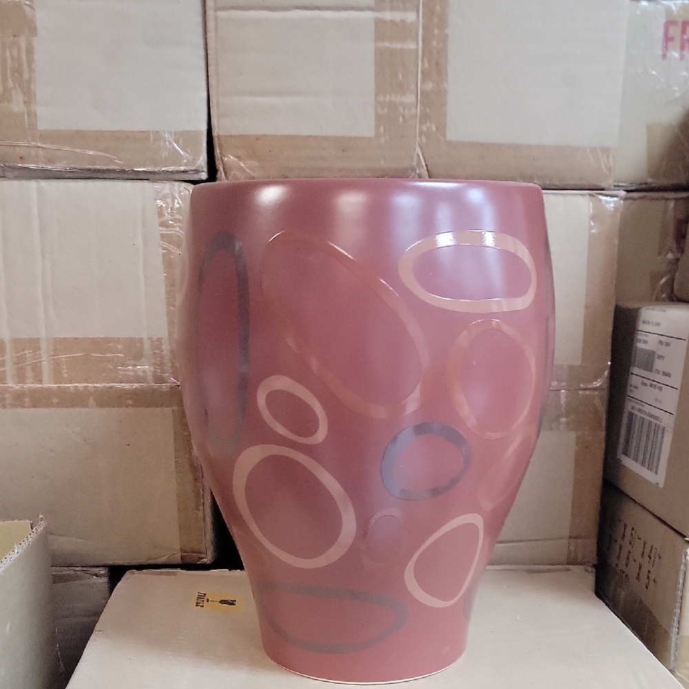 Artistic Pink Oval Pattern Vase
